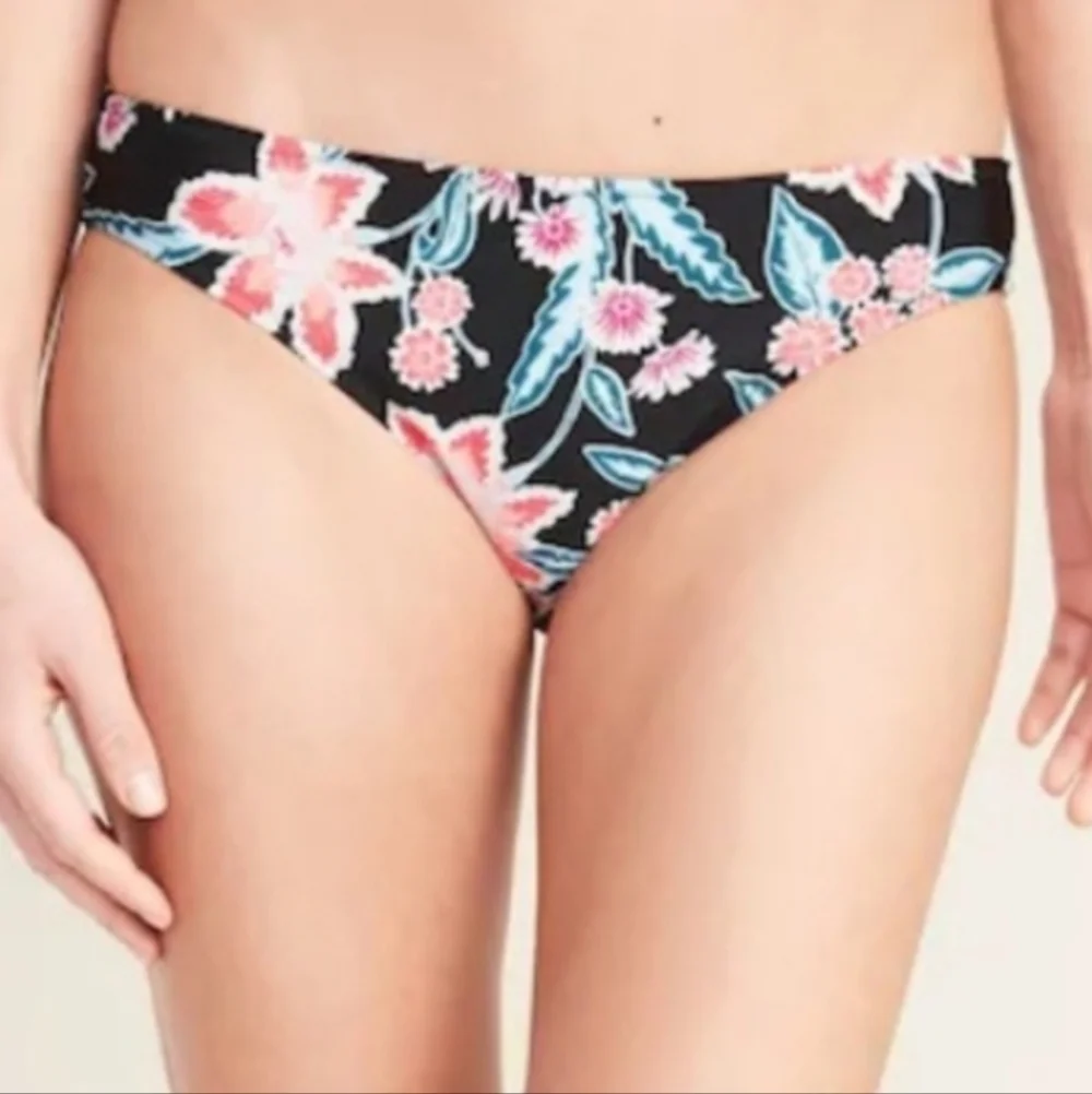 Old Navy Bikini Swim Bottom Black Floral M - Picture 7 of 7